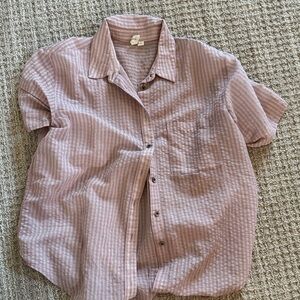 Treasure & Bond Pink Striped Short-Sleeve Blouse